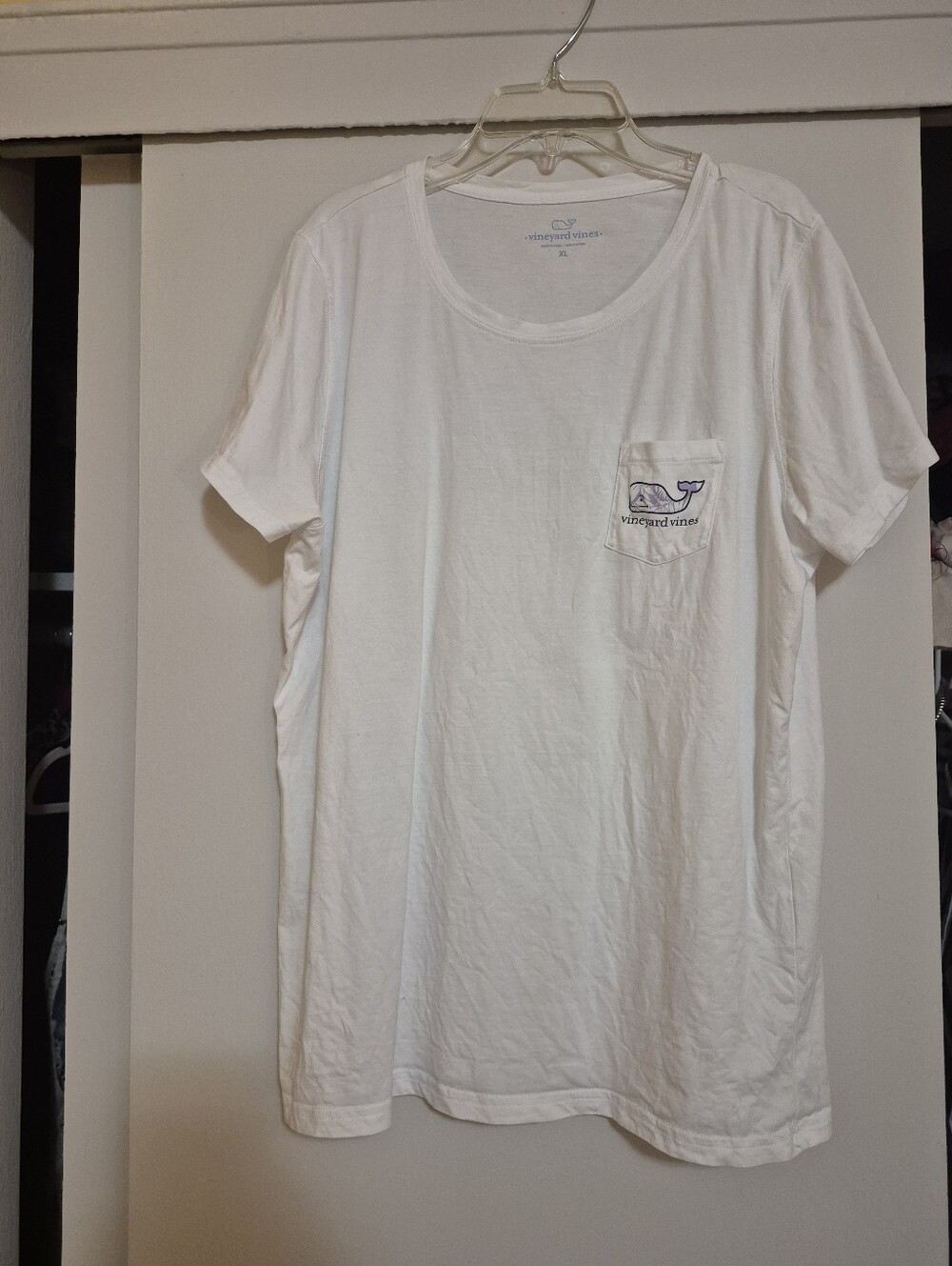 Vineyard Vines White Tee with Lavender Patterned Whale